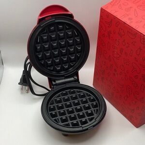 Compact Red Waffle Maker